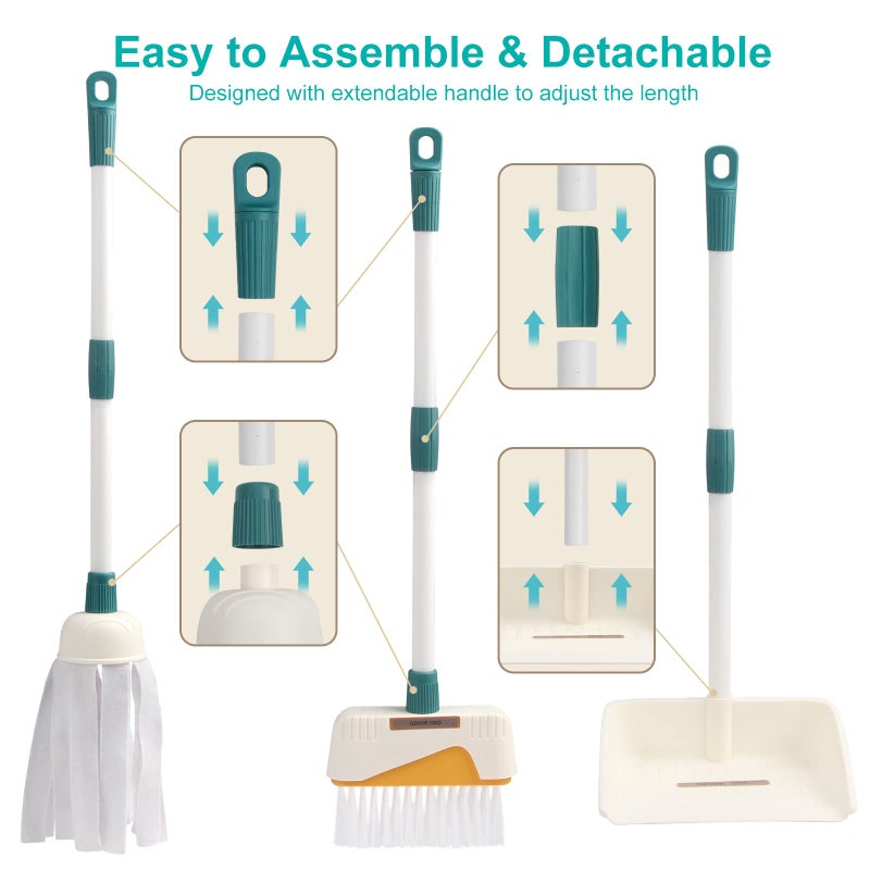 Jenilily Detachable Kids Cleaning Toy Set - Broom Dustpan Mop Brush Rag  Play Housekeeping Kit  Really STEM Toddler Clean Toys Gift for Girls & Boys 1-3 - Image 4